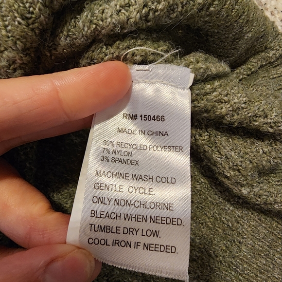 Waffle Knit Olive Green Sweater Sz L - Picture 4 of 4